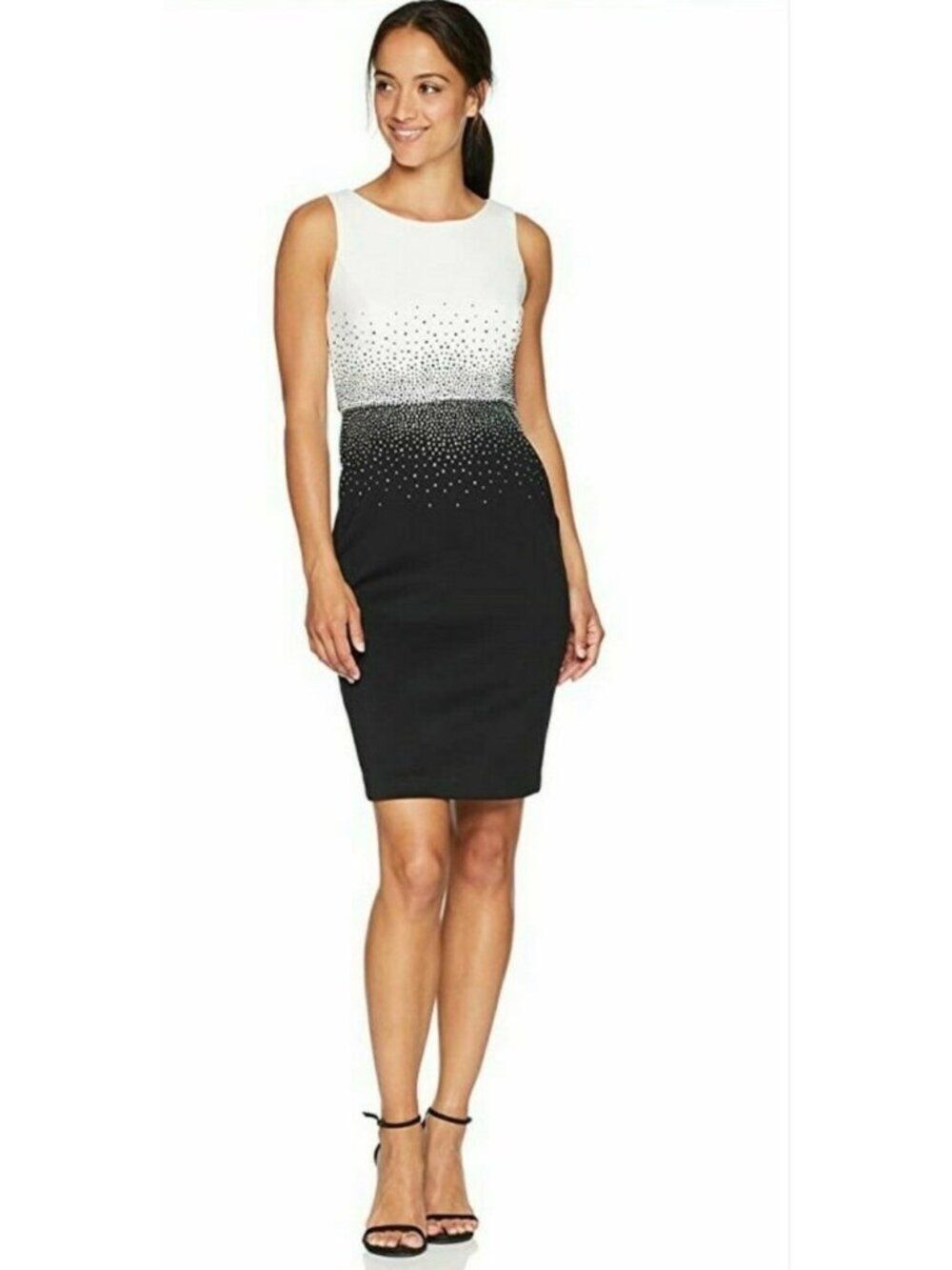 Calvin Klein Hot Fix Crystal Color Block Sheath Dress Size 4